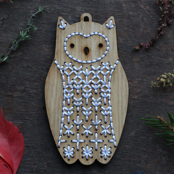 kiriki press embroidery ornament kit- owl - Knot Another Hat
