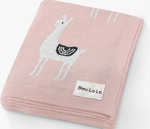 bleu la la luxury cotton swaddling blanket pink llama - Knot Another Hat
