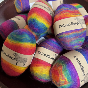 twisted purl felted soap rainbow - Knot Another Hat