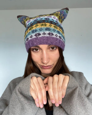 one-of-a-kind handknit sample: colorwork merino and alpaca blend hat  - Knot Another Hat
