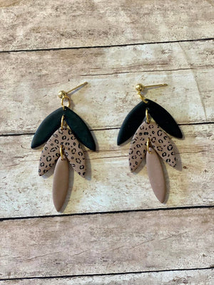 handmade clay earrings leopard - Knot Another Hat