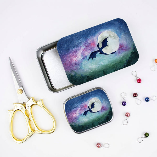twice sheared sheep stitch marker storage tins small (hinge style tin) / dragon moon - Knot Another Hat