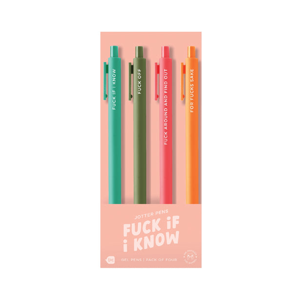 jotter pens - 4 pack f*** if I know - Knot Another Hat