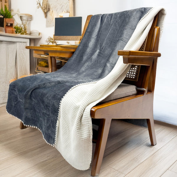 ultra soft velvet waffle weave throw blanket grey - Knot Another Hat