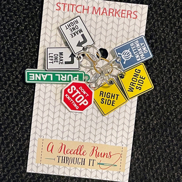 Knitting Traffic Signs - Stitch Markers (set of 7) - Knot Another Hat