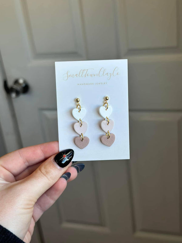 handmade clay earrings hearts - Knot Another Hat