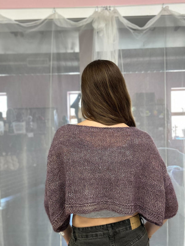 one-of-a-kind handknit sample: deschain cropped lacey pullover - Knot Another Hat