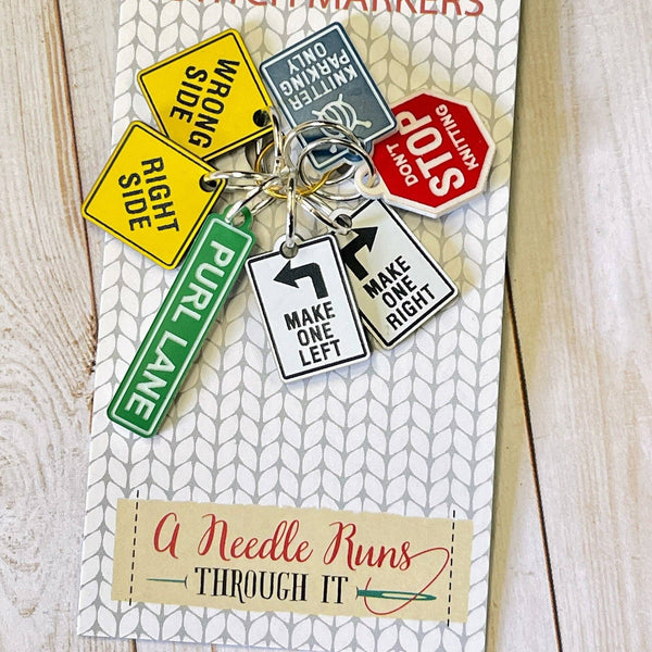 Knitting Traffic Signs - Stitch Markers (set of 7) - Knot Another Hat