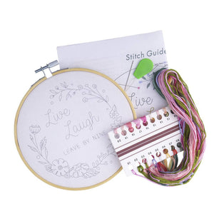 Live Laugh Leave By Nine Embroidery Kit - Knot Another Hat