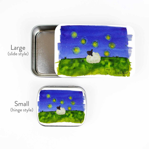 twice sheared sheep stitch marker storage tins small (hinge style tin) / firefly dreams - Knot Another Hat