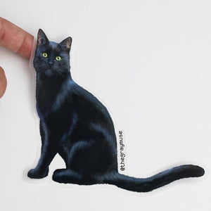 the gray muse cat stickers black - Knot Another Hat