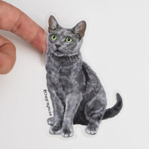 the gray muse cat stickers russian blue - Knot Another Hat