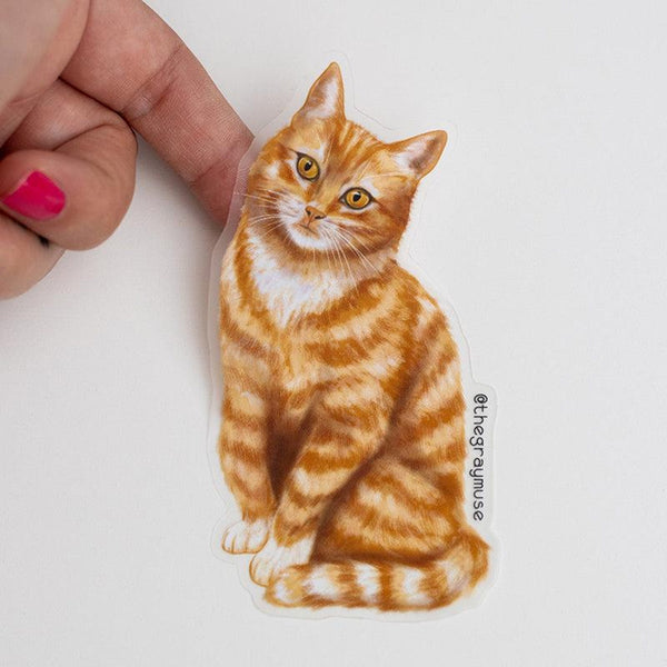 the gray muse cat stickers orange - Knot Another Hat