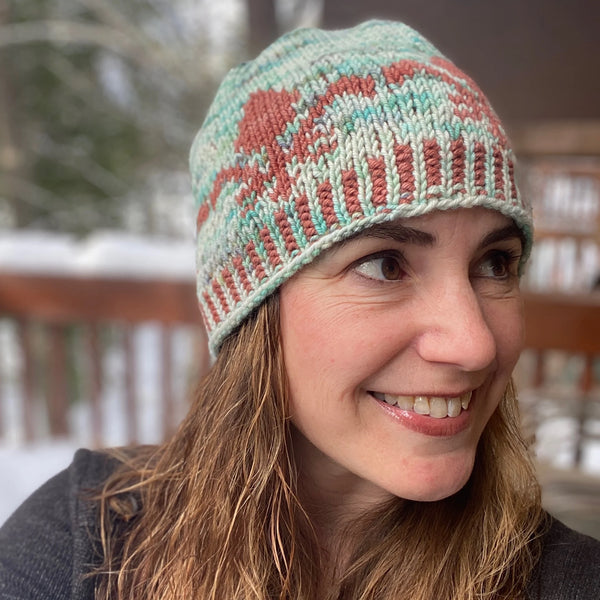 one-of-a-kind handknit sample: l'aventure 2-color hat - Knot Another Hat