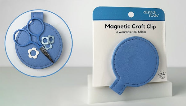 allstitch studio magnetic craft clips large circle (blue) - Knot Another Hat