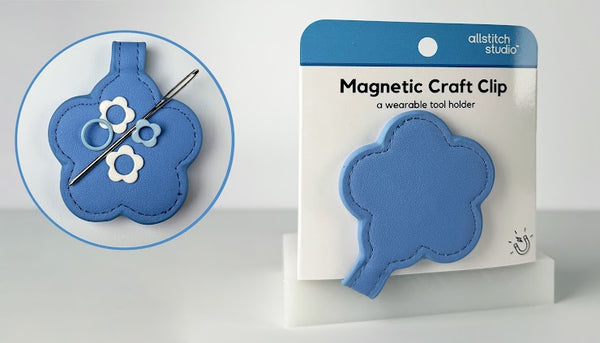 allstitch studio magnetic craft clips large flower (blue) - Knot Another Hat