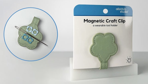 allstitch studio magnetic craft clips small flower (green) - Knot Another Hat