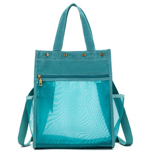 della q tall maker's mesh tote teal - Knot Another Hat