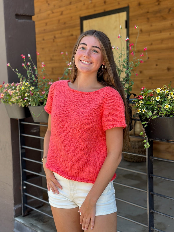 one-of-a-kind handknit sample: wave tee pullover - Knot Another Hat