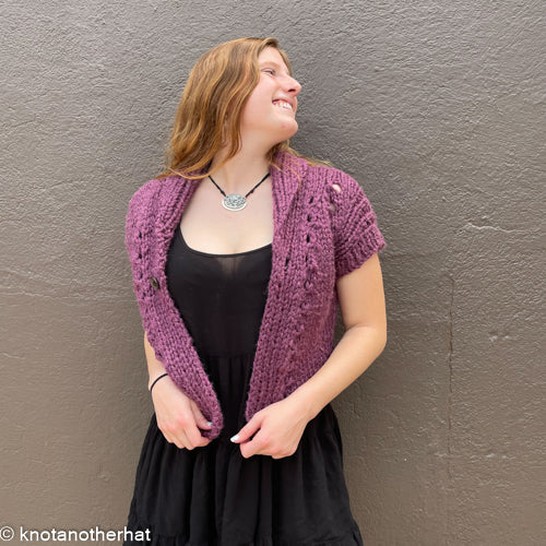 one-of-a-kind handknit sample:  chunky wool cropped cardigan  - Knot Another Hat
