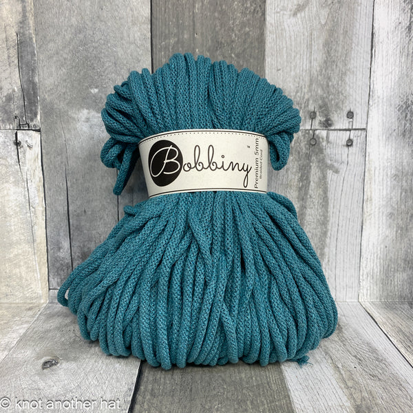 bobbiny 5mm cotton cord teal - Knot Another Hat