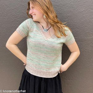 one-of-a-kind handknit sample: olive knits apogean tee  - Knot Another Hat