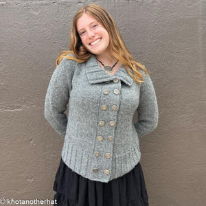 one-of-a-kind handknit sample: olive knits first watch cardigan  - Knot Another Hat