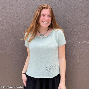 one-of-a-kind handknit sample: olive knits tide pool tee  - Knot Another Hat