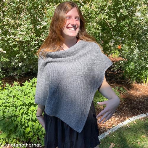 one-of-a-kind handknit sample: gray classic poncho, size adult  - Knot Another Hat