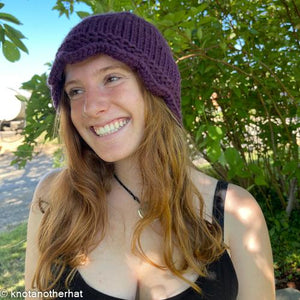 one-of-a-kind handknit sample:  purple scalloped hat  - Knot Another Hat